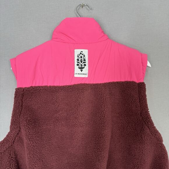 Free People Movement Journey Ahead Vest Jacket Women XS Pink Sherpa Fleece Plush - Picture 6 of 12